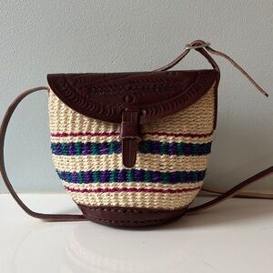 Mini Woven Jute Sisal Bag with Leather